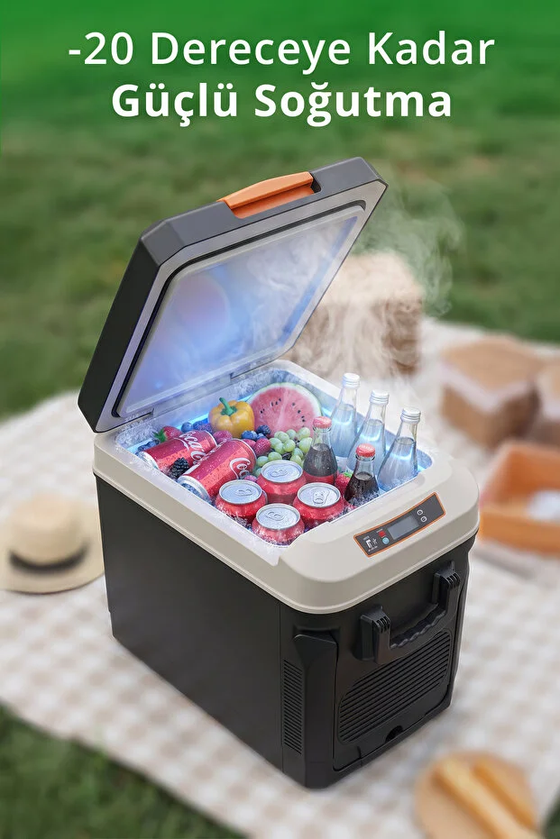 KIM-4753 Oto Buzdolabı | 40 L Kapasite & 12V/24V & USB Çıkış & Tekerlekli